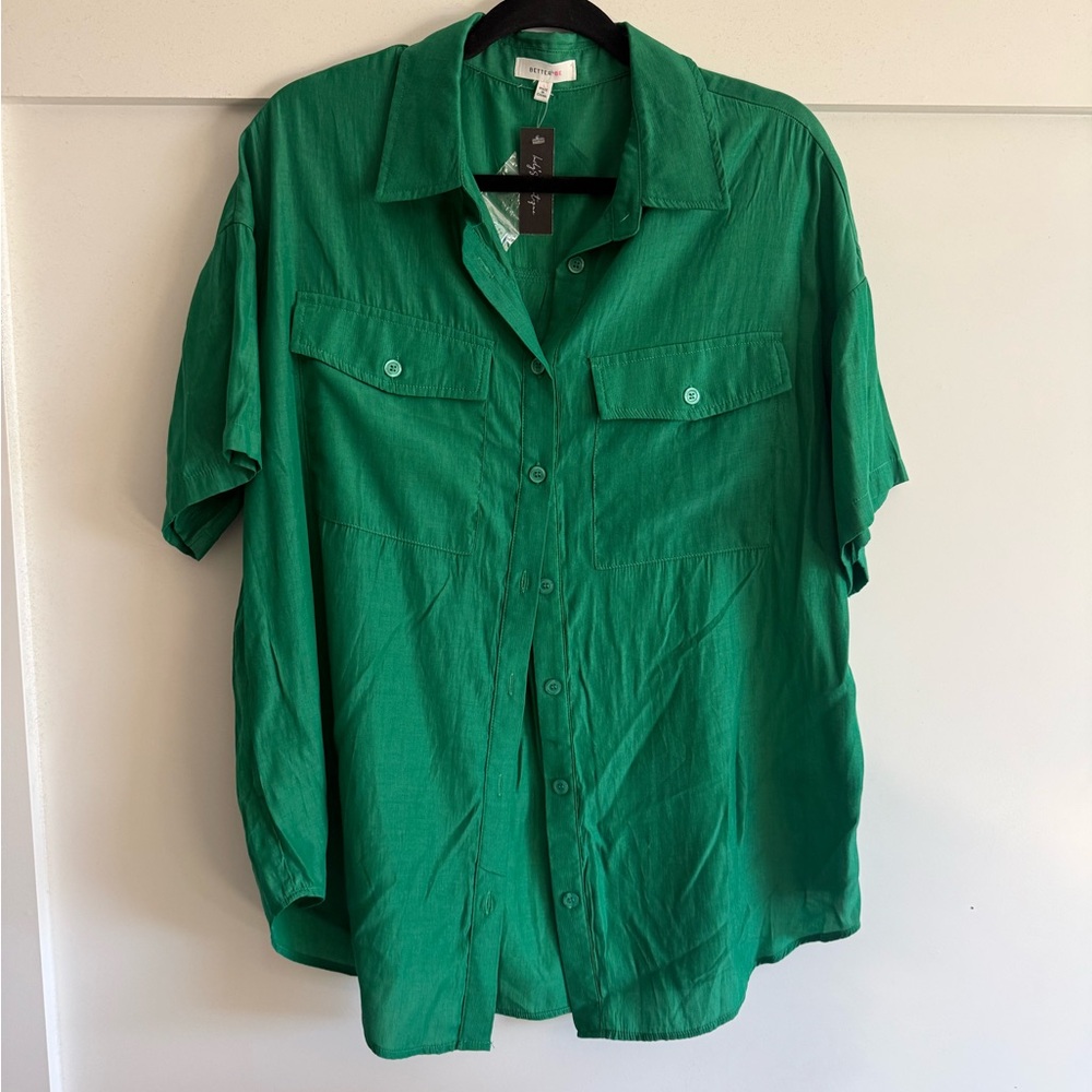 Better Be Vibrant Green Casual Button-Down Shirt